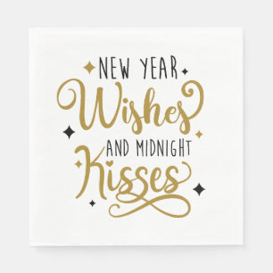 New Year Wishes and Midnight Kisses Napkins