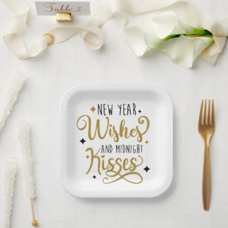 New Year Wishes and Midnight Kisses Paper Plates