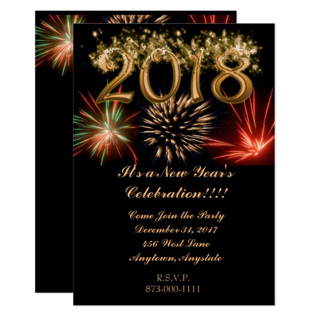 New Year's 2018 Fireworks Invitation