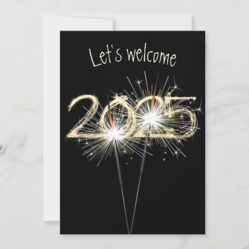 New Years 2025 Party Sparklers  Invitation