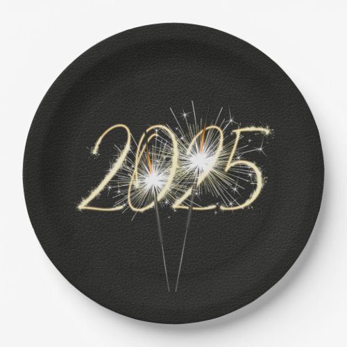 New Years 2025 Party Sparklers Paper Plate