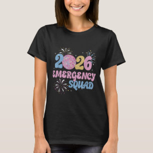 New Years 2026 Eve Emergency Squad Disco Ball Fire T-Shirt