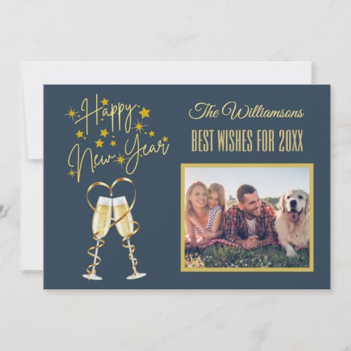 *New Year's 4 Multi-Photo Collage Front Back Card