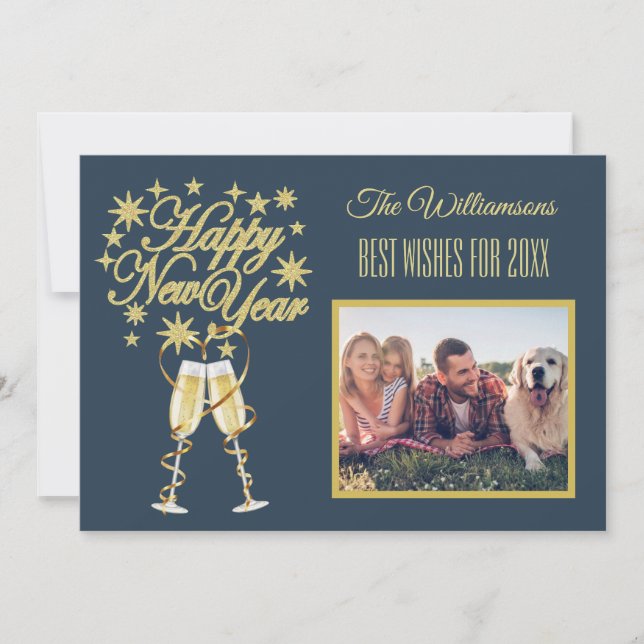 New Year's 4 Multi-Photo Collage Front  Back Card (Front)