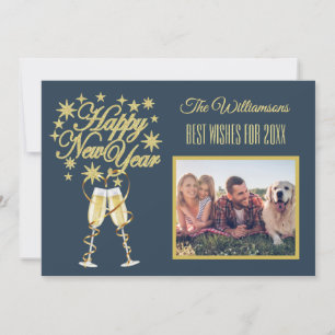 New Year's 4 Multi-Photo Collage Front Back Card