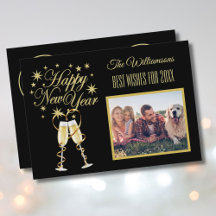 New Year's 4 Multi-Photo Collage Front Back Card