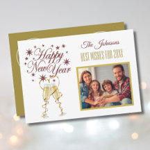 New Year's 4 Multi-Photo Collage Front Back Card