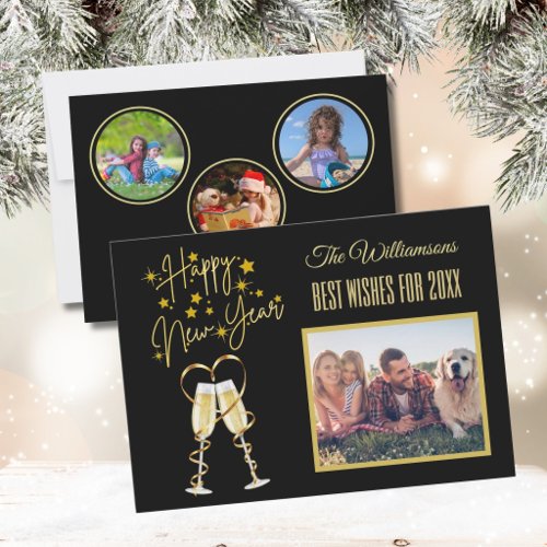 *New Year's 4 Multi-Photo Collage Front Back Card