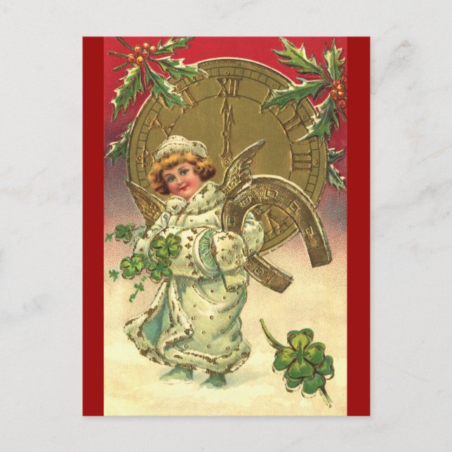 New Year's Angel Holiday Postcard (Front)