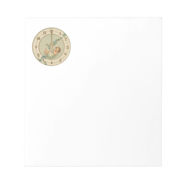 New Years Baby Vintage Clock Notepad (Front)