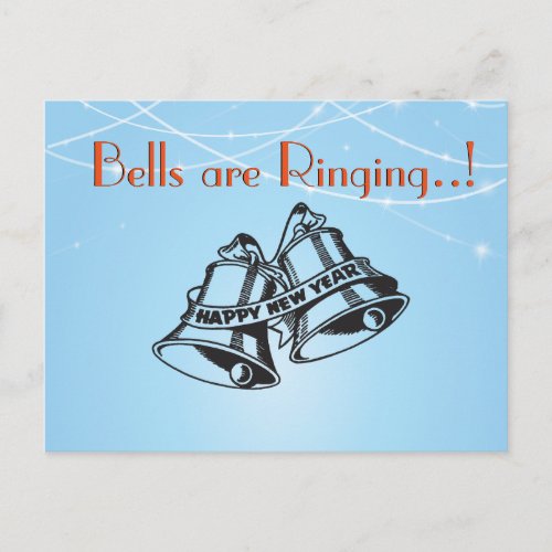 New Years Bells Happy Message Holiday Postcard