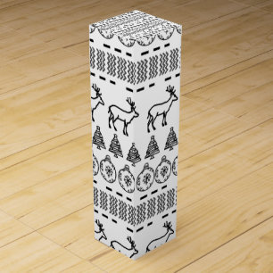 New Year's black and white box for wine reindeer