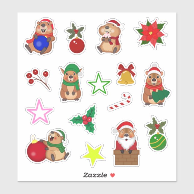 New Year's capybara stickers (Sheet)