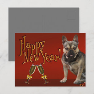 New Year's Card French Bulldog Postcard