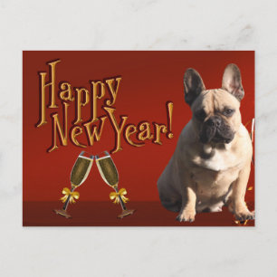 New Year's Card French Bulldog Postcard