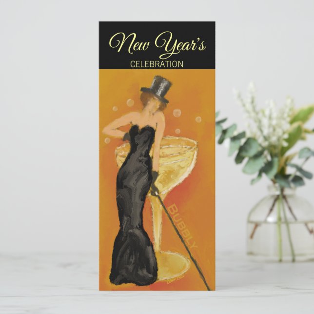 New Year's Celebration Champagne Lady Invitation (Standing Front)