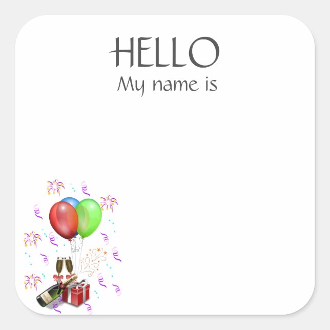 New years Celebration Party Name Tag Badge (Front)