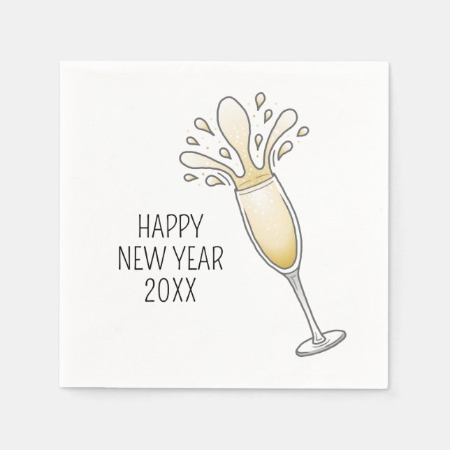 New Years Champagne Glass Napkins (Front)