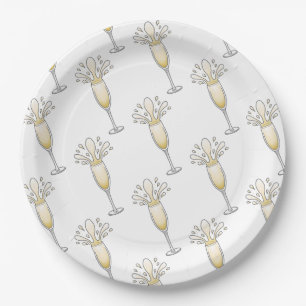 New Years Champagne Glass Paper Plates