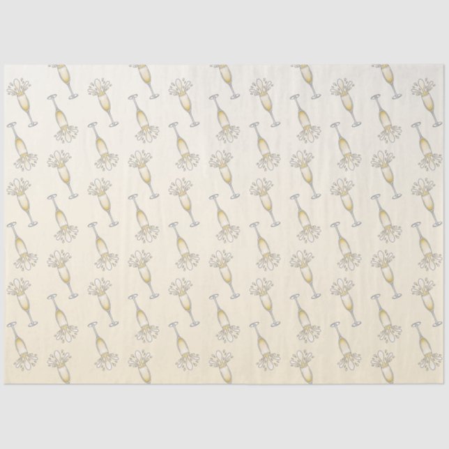 New Years Champagne Glass Tissue Paper (Front)