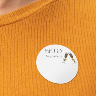 New years Champagne Party Name Tag Badge