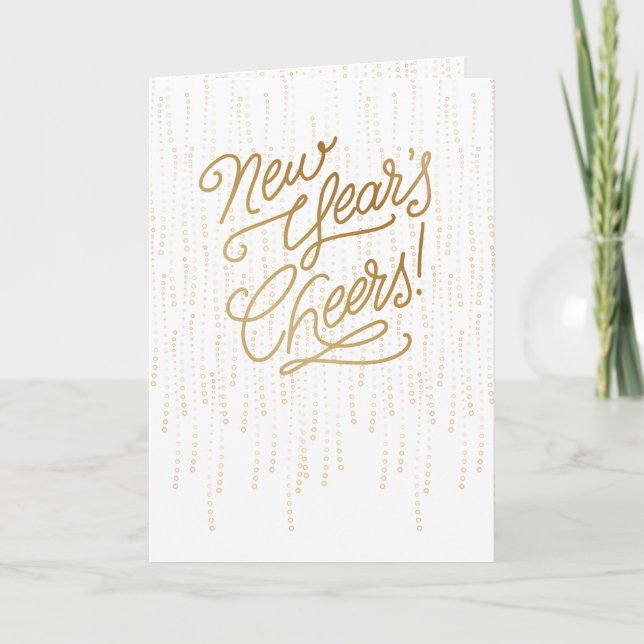 New Years Cheers Bubbles - Champaign Holiday Card (Front)