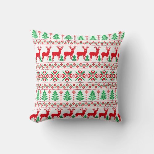 New Years Christmas pattern Throw Pillow