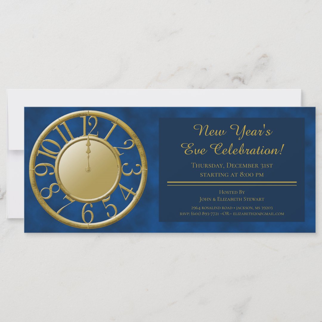 New Years Clock Countdown Invitation | Zazzle