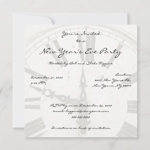 New Years Countdown Clock Party Invitations