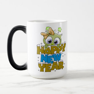 New Year's Cup with Beautiful Owl