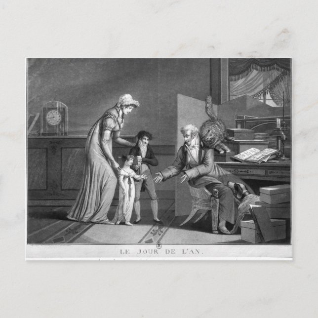 New Year's Day, 1807 Holiday Postcard (Front)