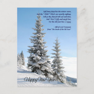 New Year's Day Fir Trees with Tennyson Poem Holiday Postcard