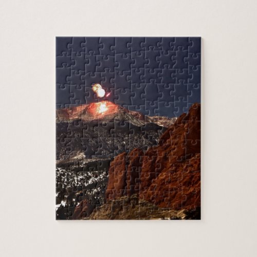 New Years Day Fireworks on the top of Pikes Peak Jigsaw Puzzle