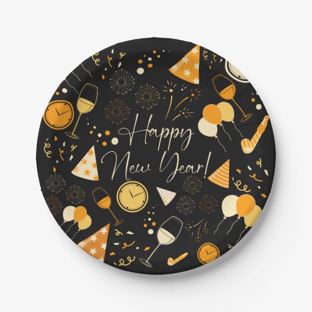 New Year's Day  Paper Plates (Front)