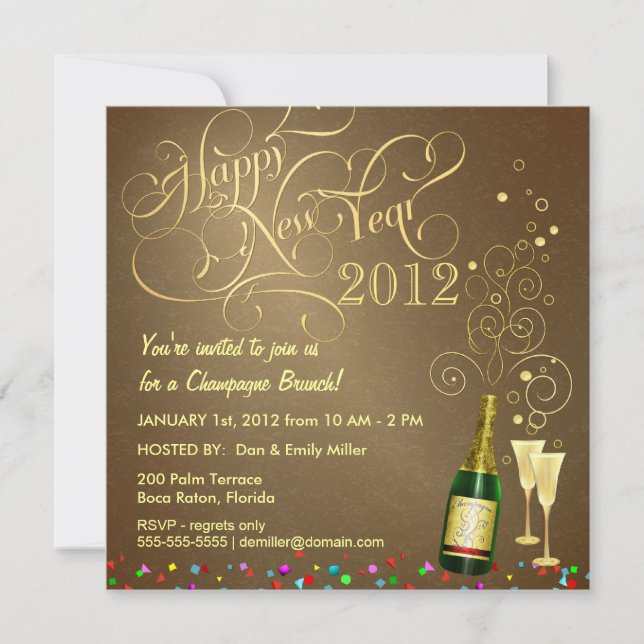 New Year's Day Party - Champagne Brunch Invitation (Front)