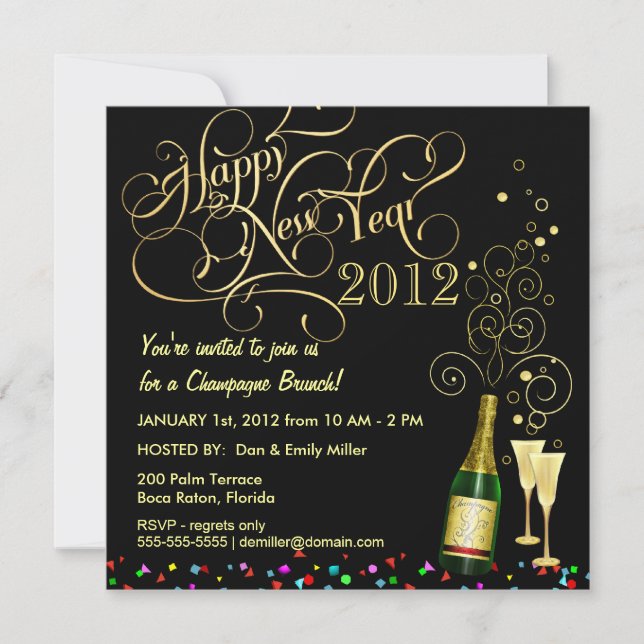 New Year's Day Party - Champagne Brunch Invitation (Front)