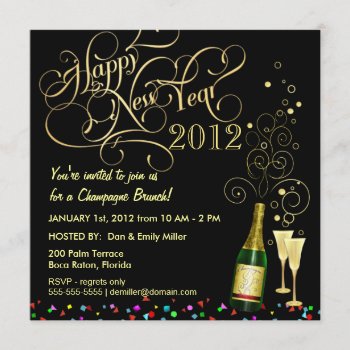 New Year's Day Party - Champagne Brunch Invitation by SquirrelHugger at Zazzle