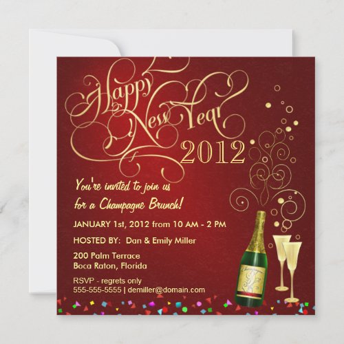 New Year's Day Party - Champagne Brunch Custom Invitations