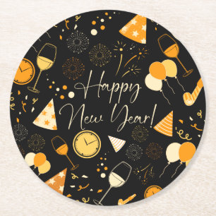 New Year's Day Round Paper Coaster