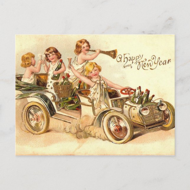New Year's Drive Holiday Postcard (Front)