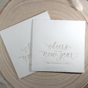 New Years Elegant Festive 2026 Gold Foil Napkins