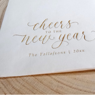 New Years Elegant Festive 2026 Gold Foil Napkins