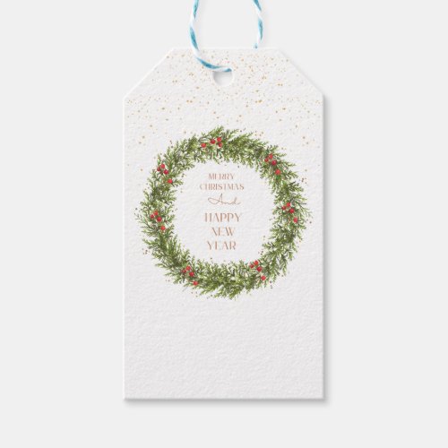 New Years emblem New Years wreath Gift Tags