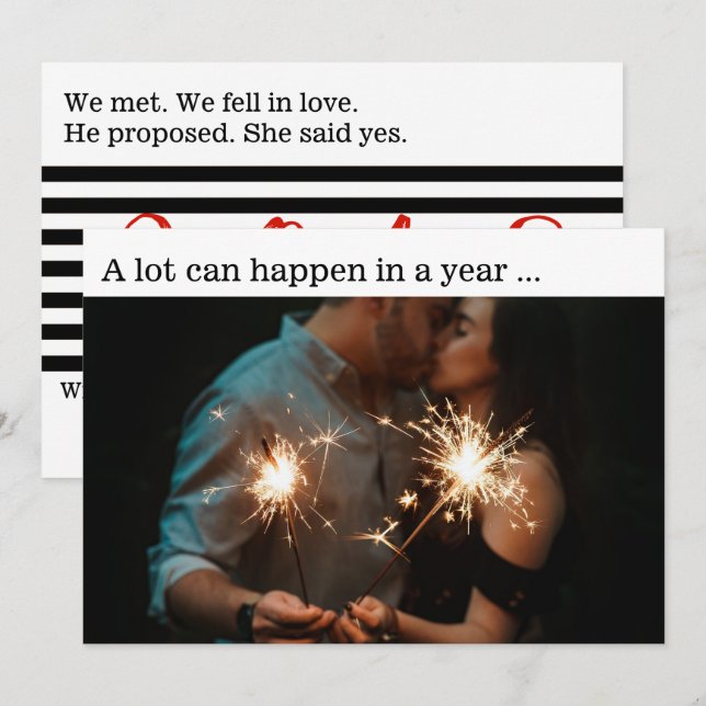 New Years Engagement Announcement Photo Card (Front/Back)