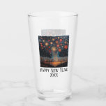 New Years Etched Fireworks Design Custom Stemless Glass