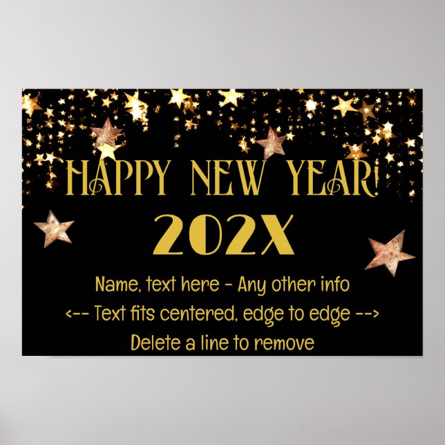 New Year's Eve 18 x 12 Black & Gold Poster (Front)