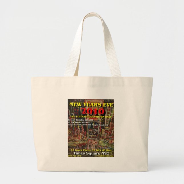 New Years Eve 2010 Large Tote Bag (Front)