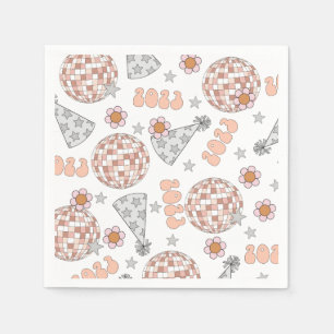 New Years Eve 2023 Retro Disco Ball Napkins