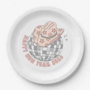 New Years Eve 2023 Retro Disco Cowboy Paper Plates