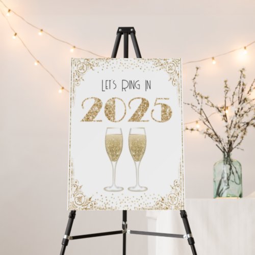 New Years Eve 2025 Gold Glitter Vintage Champagne Foam Board